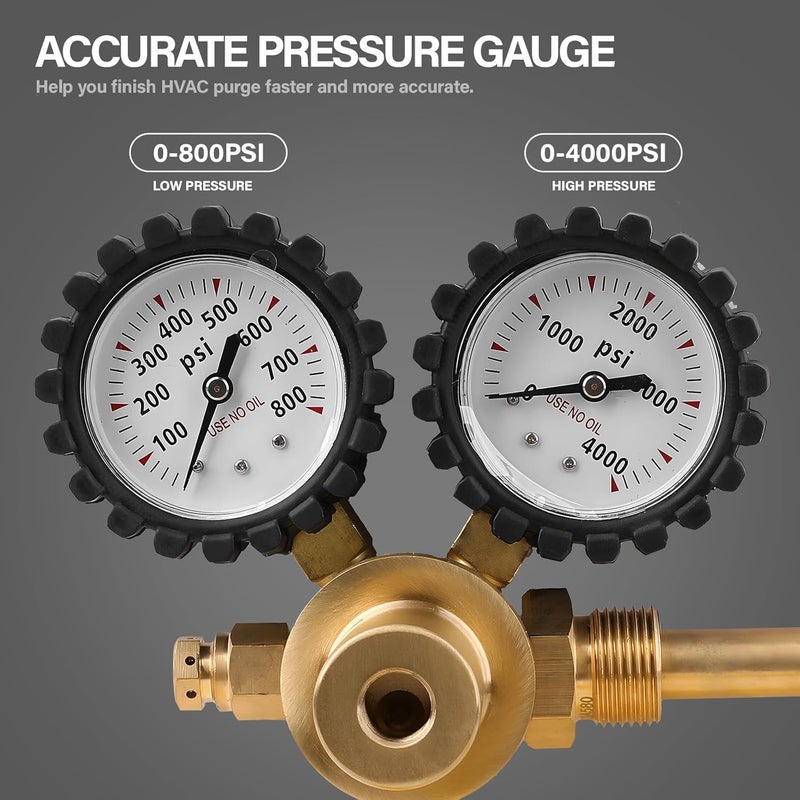 Tutor Auto Nitrogen Regulator with 0-800 PSI Delivery Pressure, 60" Hose CGA580 Inlet Connection and 1/4'' Male Flare Outlet Connection - Image 5